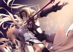  2girls armor armored_dress black_panties blonde_hair breasts chain dual_persona fate/apocrypha fate/grand_order fate_(series) gloves jeanne_alter jh long_hair multiple_girls panties ruler_(fate/apocrypha) ruler_(fate/grand_order) skirt smile sword underwear weapon yellow_eyes 