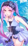  1girl choker dress euryale fate/grand_order fate_(series) frills hairband lolita_hairband long_hair purple_hair shisei_(kyuushoku_banchou) sleeveless smile twintails violet_eyes 