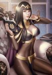  1girl audia_pahlevi black_hair bodystocking breasts cleavage female fire_emblem fire_emblem:_kakusei highres hime_cut looking_at_viewer solo tharja tiara 