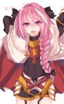  1boy :d armor belt cape fate/apocrypha fate/grand_order fate_(series) faulds garter_straps multicolored_hair open_mouth otoko_no_ko pink_hair rider_of_black shisei_(kyuushoku_banchou) silver_hair smile violet_eyes 