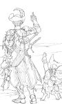  absurdres armor highres lineart monster_hunter monster_hunter_x nishihara_isao waving weapon 