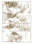  1boy 1girl ansatsu_kyoushitsu ayasemn blush breath chiba_ryuunosuke closed_eyes comic couple hair_over_eyes hayami_rinka hetero incipient_kiss kiss scarf short_hair translated 