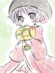  1girl bowl commentary_request hammer_(sunset_beach) hat japanese_clothes kimono looking_at_viewer mallet purple_hair short_hair solo sukuna_shinmyoumaru touhou 