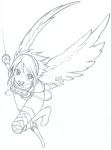  1girl angel_wings armor boots breasts breath_of_fire breath_of_fire_i full_body gloves hairband nyantiu solo wings 