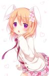  blush bunny_ears dress gochuumon_wa_usagi_desuka? hoto_cocoa orange_hair purple_eyes short_hair smile 