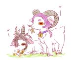  akirumadeyaru animalization brown_eyes collar eating flower goat grass horns no_humans otegine tonbokiri_(touken_ranbu) touken_ranbu yellow_eyes 