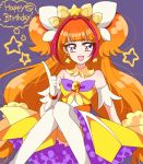  amanogawa_kirara blush cure_twinkle dress gloves go!_princess_precure happy long_hair magical_girl orange_hair precure ribbon twintails violet_eyes 