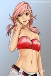  bikini blush dress long_hair pink_hair red_eyes ruby_(vocaloid) shorts smile vocaloid 