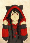  anime black cat czechonski eyes girl hoodie imaginatoria kawaii manga marcin moe nekomimi red tagme 