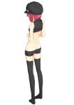  1girl ariaria_(netsuki) back bare_arms bare_shoulders black_legwear crop_top dimples_of_venus hat miruto_netsuki original redhead short_shorts shorts solo thigh-highs thighs 