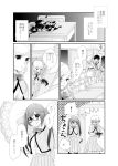  5girls comic glasses greyscale hair_ribbon long_hair long_sleeves mikawa_miso monochrome multiple_girls original pleated_skirt ribbon school_uniform skirt translation_request twintails 