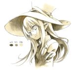  1girl glasses hat hitsugi_katsugi_no_kuro kiyuzuki_satoko kuro_(hitsugi_katsugi_no_kuro) long_hair monochrome necktie pointy_ears solo white_background 