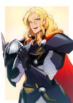  1boy armor blonde_hair blue_eyes disk_wars:_avengers holding_helmet male_focus marvel nikumeron solo superhero thor_(marvel) 