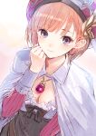  1girl atelier_(series) atelier_rorona breasts brown_hair cleavage frills hat highres jewelry kishida_mel long_sleeves necklace official_art rororina_fryxell sketch solo 