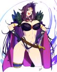  1girl azusa_(hws) breasts cape gloves large_breasts long_hair midriff naga_the_serpent simple_background slayers solo 