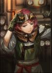  1girl gloves goggles goggles_on_head green_eyes infukun koutetsujou_no_kabaneri pink_hair short_hair solo yukina_(kabaneri) 