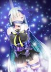  1girl bdsm bondage bound breasts fate/grand_order fate/prototype fate/prototype:_fragments_of_blue_and_silver fate_(series) gag highres lancer_(fate/prototype_fragments) long_hair looking_at_viewer restrained silver_hair solo thigh-highs very_long_hair yasume_yukito 
