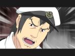  1boy admiral_(kantai_collection) bangs brown_eyes commentary_request gomasamune gundam gundam_age hat kantai_collection military military_hat military_uniform open_mouth parody peaked_cap sketch uniform we&#039;re_forced! 