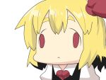  bangs black_dress blonde_hair commentary_request dress face_of_the_people_who_sank_all_their_money_into_the_fx gomasamune hair_ribbon necktie red_eyes ribbon rumia shirt touhou 