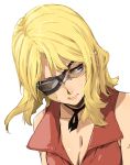  1girl absurdres baccano! blonde_hair burn_scar enami_katsumi eyepatch glasses highres long_hair nice_holystone scar 
