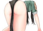  1girl aaaaa_(nanyanen95) ass bent_over black_hair breasts chikuma_(kantai_collection) from_behind kantai_collection long_hair pelvic_curtain short_sleeves simple_background solo white_background 