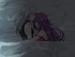  2girls closed_eyes hair_down long_hair melty_blood multiple_girls retto riesbyfe_stridberg silver_hair sion_eltnam_atlasia sleeping sleeveless sleeveless_turtleneck strap_slip tsukihime turtleneck violet_eyes yuri 