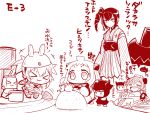  ancient_destroyer_oni animal_ears bucket commentary_request drill_hair enemy_aircraft_(kantai_collection) failure_penguin hardhat helmet highres horns japanese_clothes kantai_collection kimono northern_ocean_hime pt_imp_group rabbit_ears rensouhou-chan sako_(bosscoffee) school_uniform serafuku shimakaze_(kantai_collection) short_hair shovel translation_request wide_sleeves worktool yukikaze_(kantai_collection) 