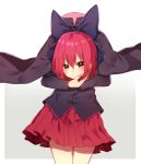  1girl bow cape disembodied_head hair_bow headless high_collar highres holding_head long_sleeves nukekubi red_eyes redhead renka_(sutegoma25) sekibanki short_hair skirt solo touhou 