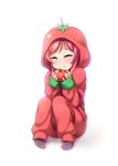  1girl ^_^ blush child closed_eyes highres hood hoodie kodomo_no_hi long_sleeves love_live!_school_idol_project nishikino_maki redhead smile socks solo tomato tomato_costume younger yu-ta 