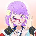  2girls aikatsu_stars! flower hair_flower hair_ornament kasumi_yozora multiple_girls nanakura_koharu open_mouth pov purple_hair shin_(irowanioedo) short_hair tagme violet_eyes 