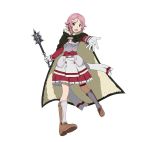  1girl cape gloves hair_ornament highres holding holding_weapon lisbeth long_hair official_art open_mouth pink_eyes pink_hair short_hair simple_background solo sword_art_online sword_art_online:_code_register white_background white_gloves 