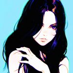  1girl black_hair ilya_kuvshinov long_hair original solo violet_eyes 