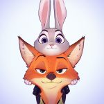    1boy 1girl close-up fox furry green_eyes ilya_kuvshinov judy_hopps nick_wilde no_humans rabbit violet_eyes zootopia 