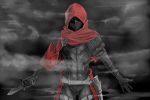  1boy armor assassin&#039;s_creed_(series) cape emiya_kiritsugu fate/grand_order fate_(series) gloves harakiy hood knife male_focus mask parody solo 