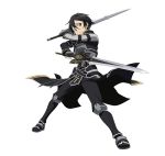  1boy black_clothes black_eyes black_hair breastplate dual_wielding highres holding holding_sword holding_weapon kirito looking_at_viewer official_art short_hair simple_background solo sword sword_art_online sword_art_online:_code_register weapon white_background 