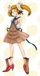  brown_hair dress high_heels highres kyuusugi_toku original ribbon shoes toku_(pixiv54424) twintails wink 