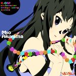  album_cover bass_guitar black_hair blue_eyes cd_cover cover highres instrument k-on! long_hair nanao solo 