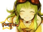  goggles green_hair gumi headphones headset oharu smile solo vocaloid wing_collar 