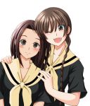 2girls arima_nana blush fang maria-sama_ga_miteru multiple_girls sasaki_akira_(ugc) school_uniform shimazu_yoshino wink 