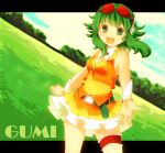  chaba_(hortensia) earphones goggles green_eyes green_hair gumi headset short_hair skirt solo vocaloid wrist_cuffs 