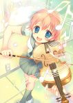  :d blush instrument music musical_note notes open_mouth pink_hair school_uniform short_hair smile takeda_mika violin 