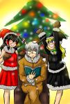  christmas_tree enokuma_u-ta hakurei_reimu hat kirisame_marisa mittens santa_hat touhou 
