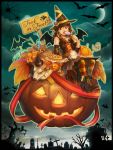 bad_id bat bat_wings bats brown_eyes brown_hair candy dog graveyard halloween hat long_hair moon night pumpkin sae_(artist) sae_(revirth) spider tree wings witch witch_hat 