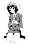  blazer can kneeling minami-ke monochrome necktie school_uniform translated tsutsui 