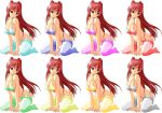  breasts cleavage costume_chart fine_art_parody garter garters highres kneeling kousaka_tamaki large_breasts lingerie long_hair panties parody red_hair redhead thigh-highs thighhighs to_heart_2 underwear wallpaper warhol zettai_ryouiki 