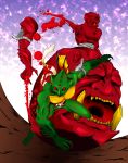  belt blood claws fangs kamen_rider monster red_eyes scarf 