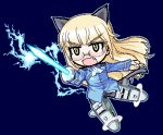  blonde_hair cat_ears electricity glasses lightning lowres pantyhose perrine_h_clostermann pixel_art strike_witches striker_unit striker_units sword tail weapon yk-ts 