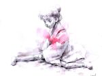  doll_joints japanese_clothes kimono loped monochrome original purple spot_color 
