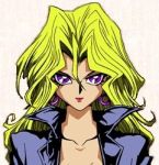  blonde_hair earrings kujaku_mai long_hair violet_eyes yu-gi-oh! 