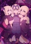  3girls artoria_pendragon_alter_(fate/grand_order) ass_visible_through_thighs banner bare_shoulders black_dress black_legwear blonde_hair breasts center_opening character_request choker cleavage closed_mouth collarbone cowboy_shot criss-cross_halter dress eyebrows eyebrows_visible_through_hair fate/grand_order fate/stay_night fate_(series) gauntlets girl_sandwich halter_top halterneck hand_on_hip headpiece jeanne_alter large_breasts multiple_girls multiple_persona orange_eyes ribbed_sweater ruler_(fate/apocrypha) ruler_(fate/grand_order) saber saber_alter saisarisu sandwiched short_hair sleeveless sleeveless_dress smirk standing sweater sweater_vest thigh-highs turtleneck under_boob zettai_ryouiki 